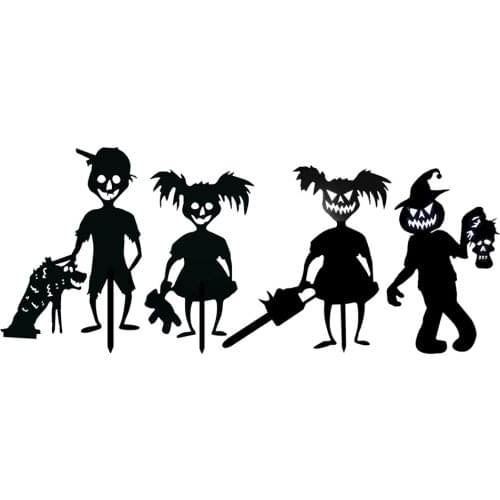 3D Metal Iron Garden Decoration Halloween Plugin Art Evil Silhouette Stake Art Lawn Yard Patio Statues Sculptures Garden Decor