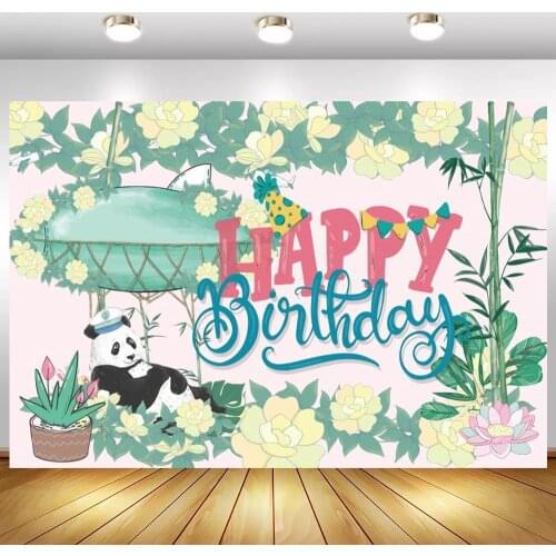 Bamboo Forest Panda Newborn Baby Shower Photography Backdrops Flowers Around Kids Birthday Cake Dessert Table Backgrounds Decor