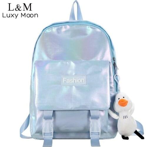 Teenage Girls Glitter Backpack Fahsion Laser School Bag Womens Preppy School Backpacks Large Travel Rucksack Daypack New XA889H