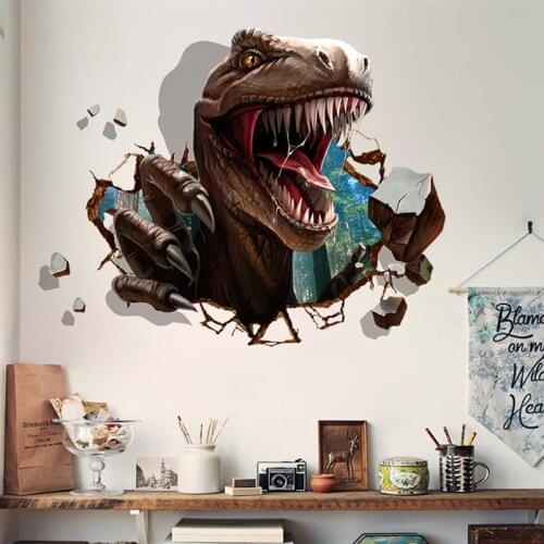 1 Piece Wall Stickers Decorative Creative DIY Dinosaur Raid Removable Stickers Wall For Household Bedroom Living Room 60*90cm
