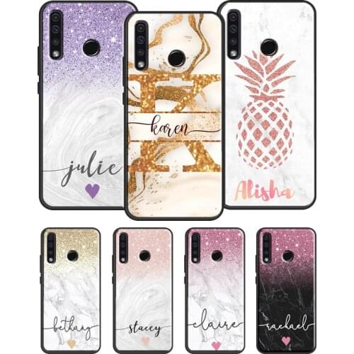 PERSONALISED Glitter name initials Case For Huawei Honor 10i 9X 8X 7X V20 9 10 20 Lite 7A Pro 7C 8A 8C Y9 Y7 Y6 2019 Nova 5T