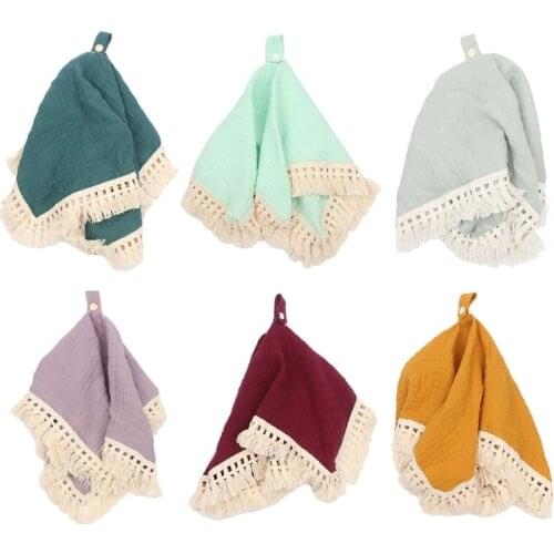Baby Soother Appease Towel Tassel Cotton Gauze Bib Infants Cuddling Blanket Toys