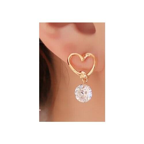 E020 Brand Design New hot Fashion Popular Luxury Crystal Zircon Stud Heart Earrings Elegant earrings jewelry for women 2016