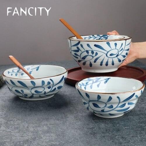 FANCITY Japanese ceramic underglaze color noodle bowl household instant noodle bowl large dinner bowl breakfast bowl large porri