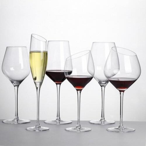 Crystal glass oblique red wine glass champagne wine glass creative tall Bordeaux Burgundy wine glass wine glass