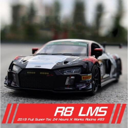 Hot scale 1:32 wheel diecast car audis R8 LMS X SF express super sport car metal model with light sound pull back vehicle toy