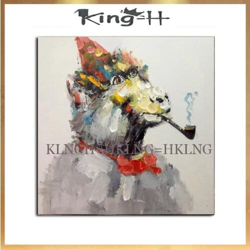 Best Art Handmade cute animals of smoking Oil Painting On Canvas Living Room Home Decor Wall Paintings Working Animal Pictures