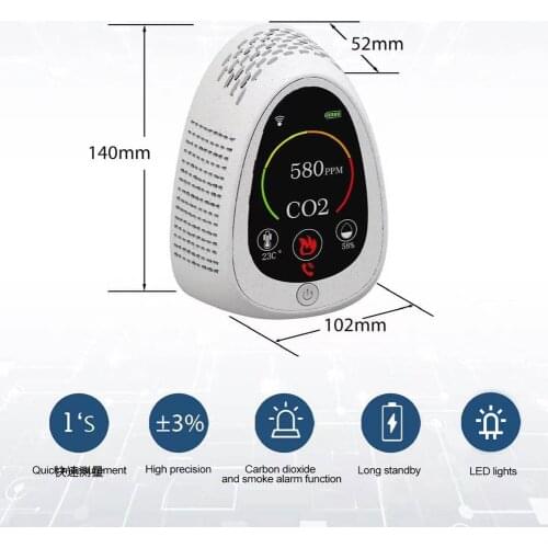 CO2 Detector Multifunctional Thermohygrometer Home Air Detector Intelligent Air Quality Analyzer Household Air Pollution Monitor