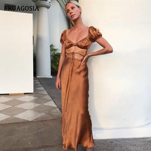 Fashion Sexy Cut Out Maxi Dresses Women Short Sleeve Club Party Beach Holiday Summer Dress 2021 Female Sundress