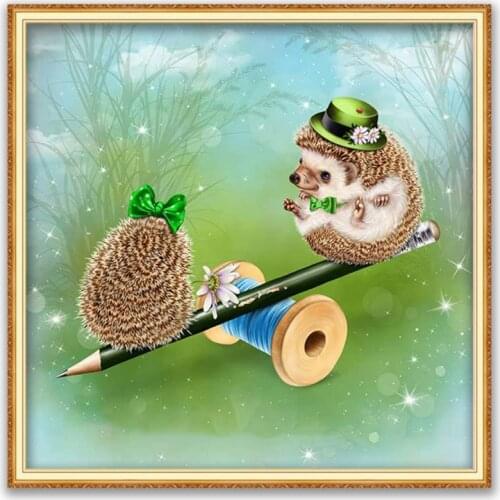 Animal Hedgehog DIY Embroidery 11CT Cross Stitch Kits Needlework Craft Printed Canvas Cotton Thread Home Decoration Wholesale