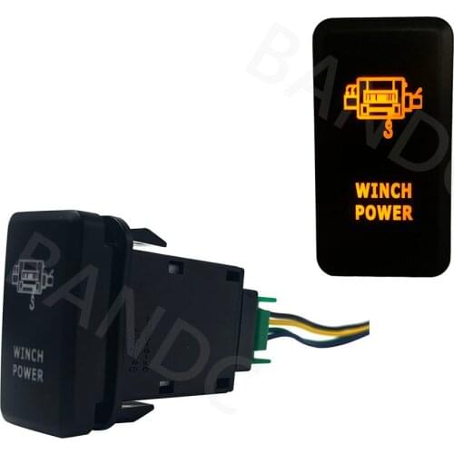 Orange Led Light,WINCH POWER Push Switch for Toyota Hilux KUN26R, GGN15R, GGN25R , Toyota Car Accessory, 3Amp 12V,+ Jumper Wires