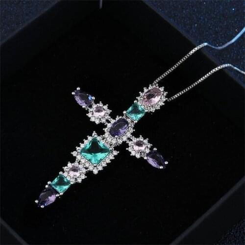 2019 New Copper Cross Pendant Necklace Set In Cubic Zirconia Black White fashion necklaces for women jewelry 2018 statement