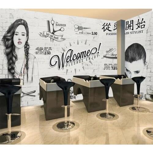Custom wallpaper 3d murals European and American industrial wind cement wall beauty salon barber shop sofa background wall paper