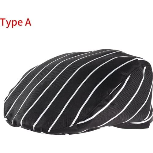 Unisex Chef Hat Breathable Visors Cap Food Restaurant Chef Headgear Striped or Solid Color Forward Mesh Beret Waiter Working Hat