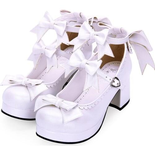 Sweet high heel bow dress princess girl Lolita shoes Bowknot Princess Kawaii Girl Women Shoes Vintage Sweet girl High help cos