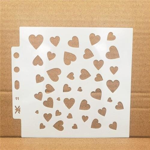 14.1*13 heart stencils Cover template spray plastic mold shield DIY cake hollow Embellishment printing lace ruler Easter