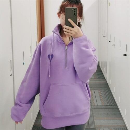 Spring Casual Ladies Stand Collar Sweatshirt Loose High Quality Women Brand Fashion Elegant Solid Color Female Pullovers T282