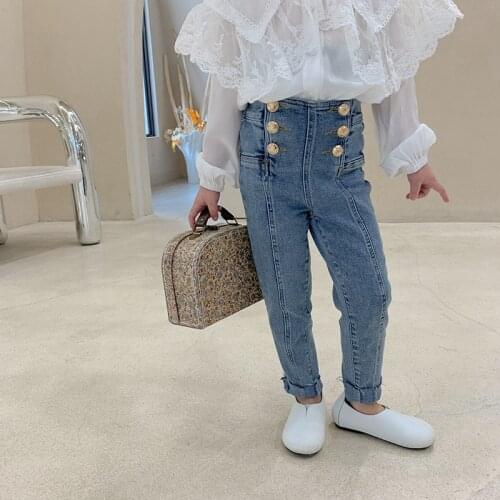 2021 Spring Autumn Girls Fashion Jeans Pant Lace Shirt
