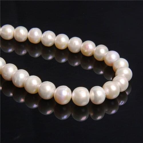 Women elegant Natural round 9-10mm real pearl beads white Freshwater Pearls beads for jewelry making bracelet necklace wholesale