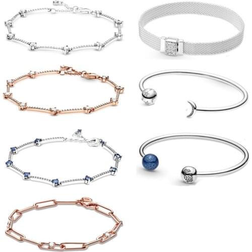 2020 NEW 100% 925 Sterling Silver Winter Collection Sparkling Pave Bars Bracelet Fit DIY Women Original Fashion Jewelry Gift