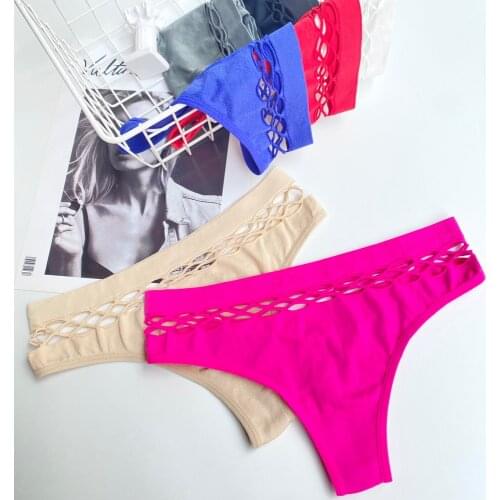 Hollow Out Lingerie Europe Underwear Seamless Sexy Panties Women Elasticity Mid-Waist G-Strings Lady Briefs