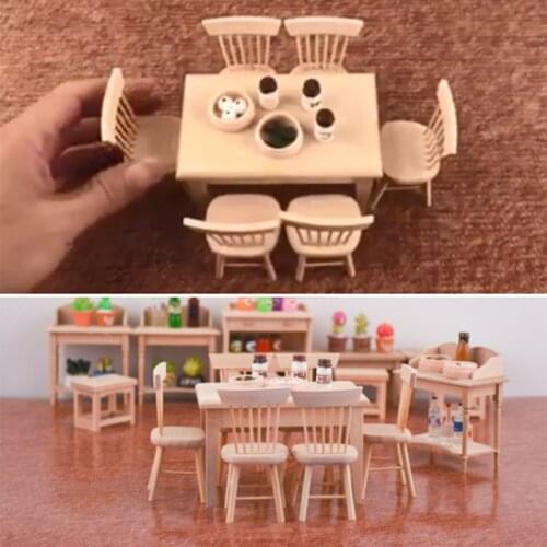 1:12 Furniture Wooden Handmade DIY Unpainted Mini Dining Chair Scene Photo Props