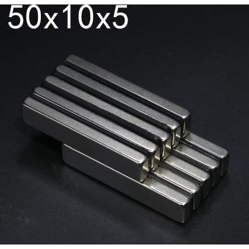 1/2/5/10Pcs 50x10x5 Neodymium Magnet 50mm x 10mm x 5mm N35 NdFeB Block Super Powerful Strong Permanent Magnetic imanes
