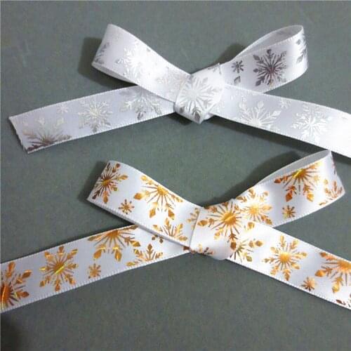 1.5cm Magic Color Gold Silver Snowflake Bow DIY Handmade Childrens Hairpin Material Hair Accessories Polyester Belt 473