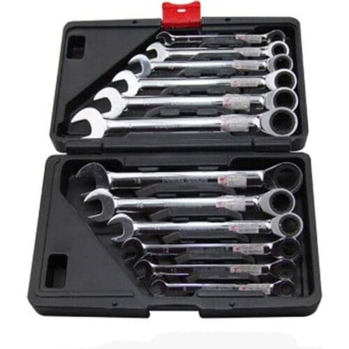 1PC 8mm-19mm 12 units mirrow polish chromed ratchet ring spanners tool set