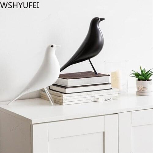 1pcs Black and white Resin Craft Bird Figurine Statue Office Ornaments Sculpture Home Decoration Accessories Bird Sculpture