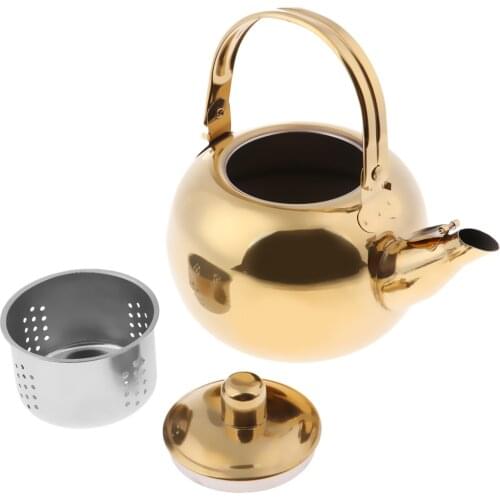 1000ml / 1500ml / 2000ml / 2500ml Durable Outdoor Camping Stainless Steel Tea Kettle Waterpot Silver/ Gold