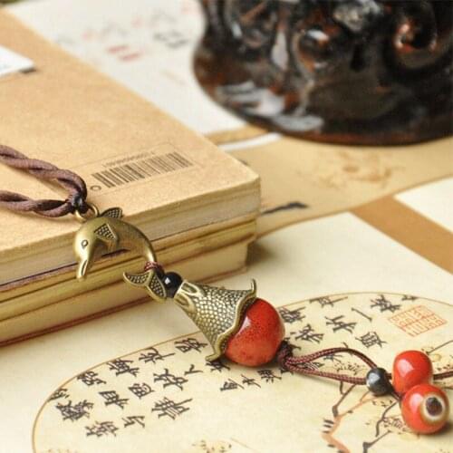 12 Pieces/Lot Statement Necklace Long Tassel Bead Pendants Vintage Dolphin Ceramic Beads Necklaces Sweater Chain Women Jewelry