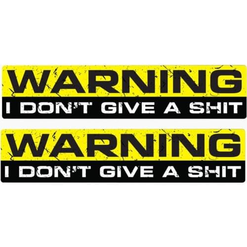 2 Pc WARNING I DONT GIVE A SHIT Car Sticker Window Decoration Windshield High Quality Vinyl Scratches Waterproof PVC