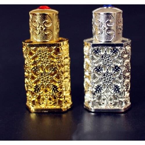 3ml Retro Metal Perfume Bottle Arabian Style Essential Oil Bottle Container Royal Glass Bottle Wedding Party Decoration Hot Sale