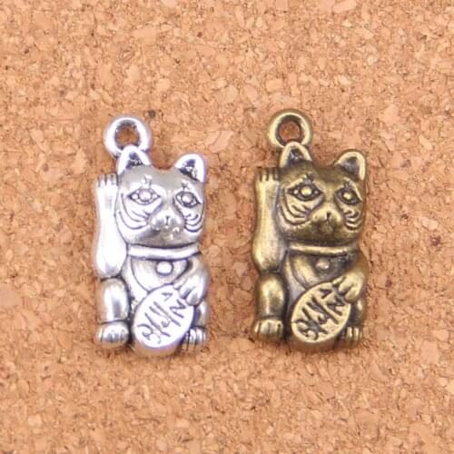 36pcs Charms lucky cat 23x11mm Antique Pendants,Vintage Tibetan Silver Jewelry,DIY for bracelet necklace