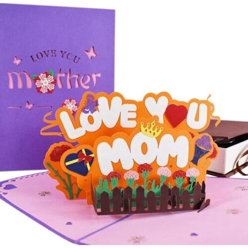 3D -Up Mothers Day Cards Gifts Happy Mothers Day Carnation Flowers Bouquet Greeting Cards Birthday Card for Mom