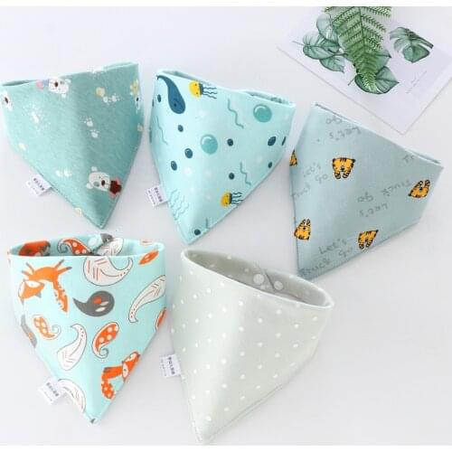 5pcs Baby Bibs Cotton Bandana Bibs Baby Feeding Infant Teething Bibs Cartoon Saliva Towel Baby Eating Accessory Baby Stuff