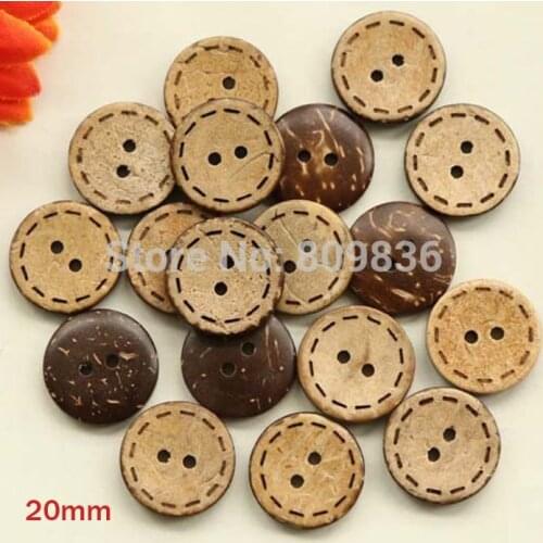 50pcs/lot Size:20mm(13/16'') Coconut Shell 2 Holes natural Sewing Buttons for garment DIY Scrapbooking (SS-707-2)