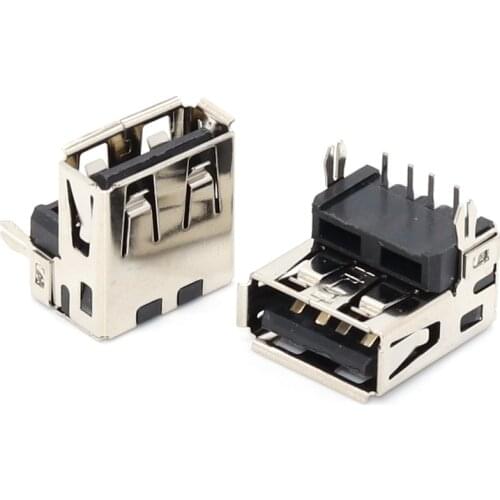 50PCS/Lot USB-A 2.0 Female Jack/Socket Connector 90 degrees Fish-fork-feet Type