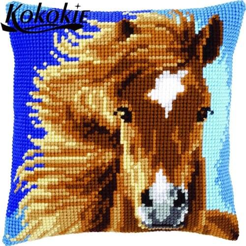 Accessories for cross stitch pillow kits handicraft Embroider Needlework kits horse pattern throw pillowcase sewing mat pillow