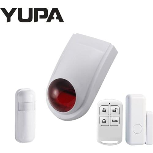 Wireless 433MHz Outdoor Strobe Siren for Home Security Alarm System Work as an Alarm Host with Remote Control & Door Sensors