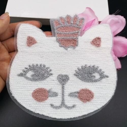 Large cat head embroidery cloth patch Fashion clothes decoration T-shirt dress applique patching clothes patch trending products