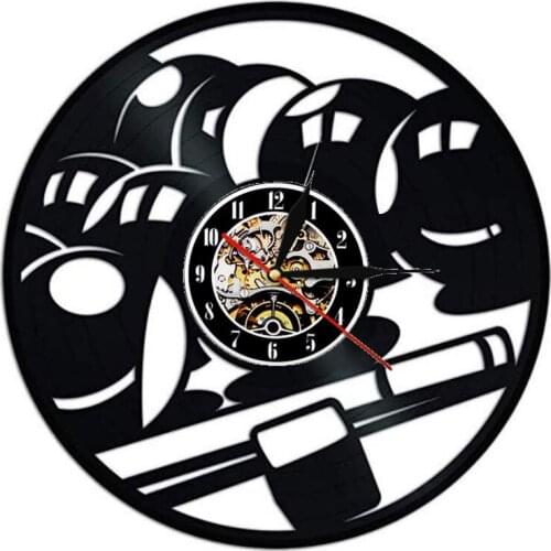 Bowling Sport Vinyl Record Clocks Bowl Club Decorative Billiards Pool Wall Clock Modern Design Sport Hanging Watch LED Lamp Gift