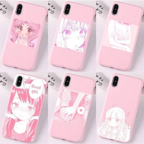 Hot Pink Manga Cute Japanese Anime Cartoon Kawaii Japan Girl Phone Case For iPhone 7 8 6splus 11 12Pro Mini Max XS XR SE Cover