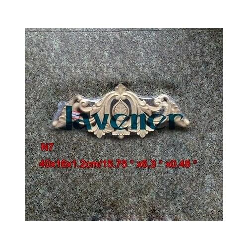 N7 -40x16x1.2cm Wood Carved Long Onlay Applique Unpainted Frame Door Decal Working carpenter Flower