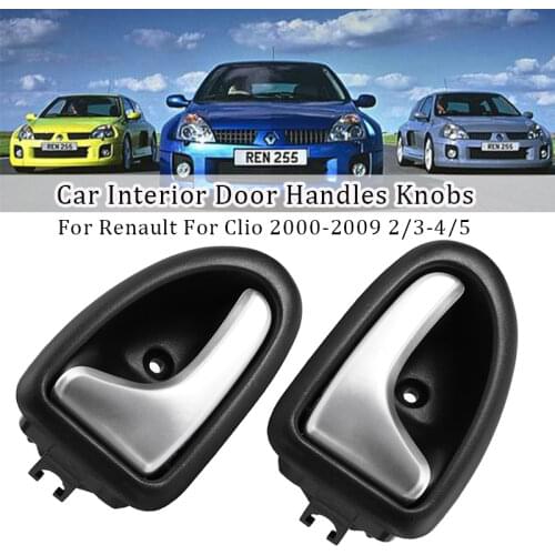 2Pcs Left/Right Chrome-plated Matte Car Interior Door Handles Knobs Plating For Renault Clio 2000-2009 2/3-4 /5