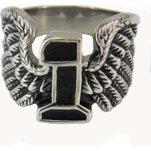 FANSSTEEL Stainless Steel Jewelry Number One Wing Biker Ring FSR11W66