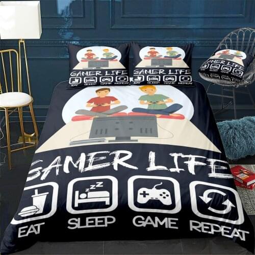 Gamer Life Gaming Quotes Duvet Cover Twin/Queen/King Size Luxury Comforter Bedding Set With Pillowcase Home Bed Decora
