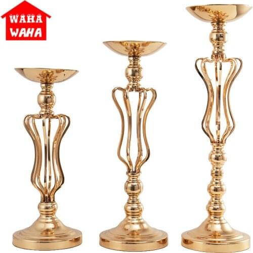 Creative Candlestick Table Flower Arrangement European Gold Small Waist Plating Home Decoration Figurines Home Decoration Art