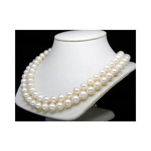 9-10MM WHITE AKOYA ROUND PEARL NECKLACE 35" shipping free